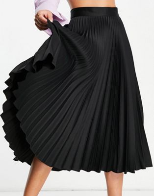Черная плиссированная юбка миди Closet London Closet London