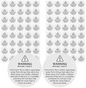 200 pcs Candle Warning Stickers Waterproof Candle Safety Stickers Candle Warning Labels for DIY Candle Making Craft Candle Safe Sticker Phinicco