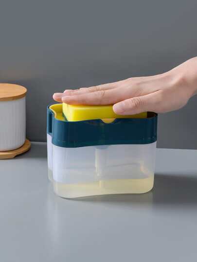 1 набор Дозатор мыла и щетка для губки случайного цвета SHEIN