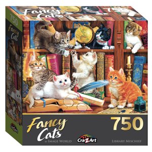 Fancy Cats 750 Piece Jigsaw Puzzle - Library Mischief Cra-Z-Art