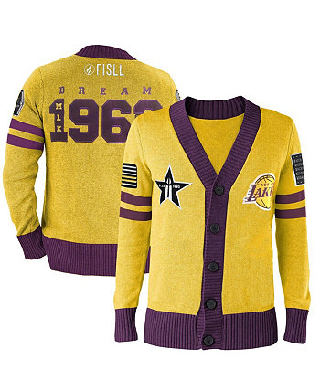 Мужской и женский свитер-кардиган на пуговицах x Black History Collection Gold Los Angeles Lakers FISLL