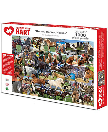 Лошади 24 x 30 дюймов, набор Стива Смита, 1000 головоломок Hart Puzzles