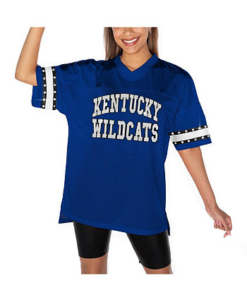 Women's Royal Kentucky Wildcats Until Kickoff Rhinestone Fashion T-Shirt Gameday Couture