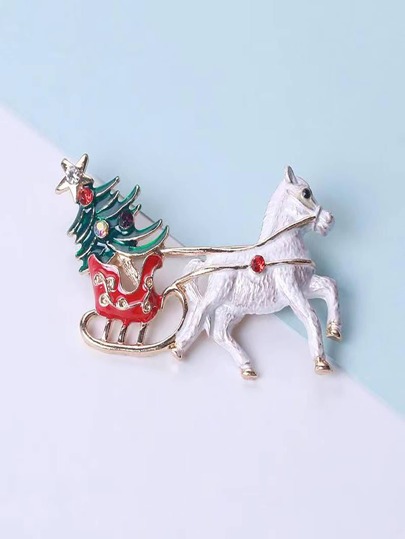 Рождественская брошь в форме лошади SHEIN