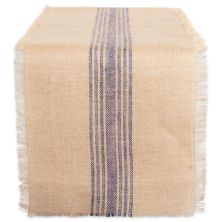 72&#34; Beige and Blue Middle Striped Rectangular Table Runner Contemporary Home Living