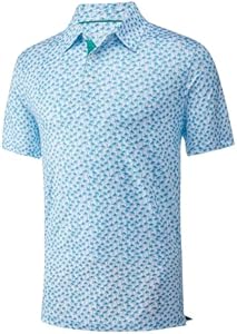 Mens Golf Shirt Moisture Wicking Dry Fit Print Performance Short Sleeve Polo Shirts for Men P Polaflon