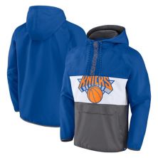 Men's Fanatics Branded  Blue/Gray New York Knicks Anorak Flagrant Foul Color-Block Raglan Hoodie Half-Zip Jacket Unbranded