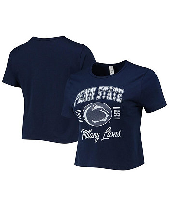 Женская укороченная футболка темно-синего цвета с эффектом потертости Penn State Nittany Lions Core Laurels ZooZatz