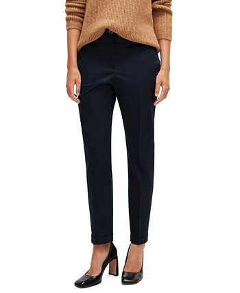 Women's Stretch-Cotton Twill Regular-Fit Trousers BOSS