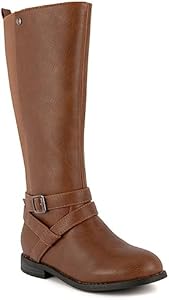 LONDON FOG Girls Brooke Knee High Fashion Boot Zip Up Boot With Fashion Buckle London Fog