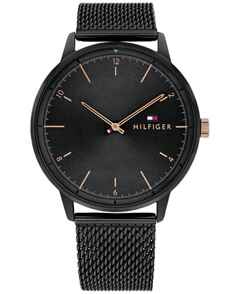 Мужские черные часы с браслетом из нержавеющей стали 43 мм Tommy Hilfiger