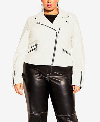Модная куртка больших размеров Aria из искусственной кожи с воротником и воротником City Chic