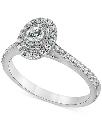 Обручальное кольцо с овальным бриллиантом Halo (1/2 карата) из белого золота 14 карат Macy's