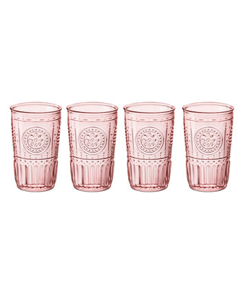 Светло-розовый романтический стакан для воды, набор из 4 шт. Bormioli Rocco