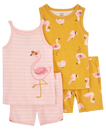 Toddler Girls Flamingo Print Pajama Set, 4 Piece Set Carter's