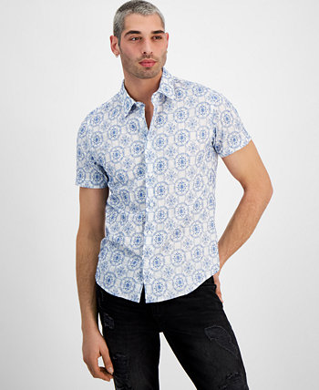 Men's Regular-Fit Mosaic Embroidery Shirt GUESS