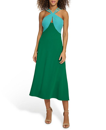 Women's Strappy Colorblocked A-Line Midi Dress SIENA