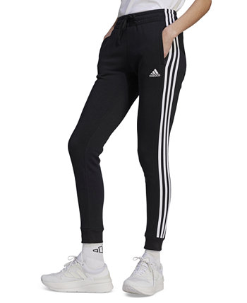 Женские спортивные штаны из хлопкового флиса с 3 полосками Adidas