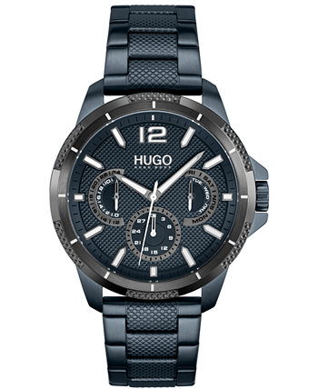 Мужские часы #Sport с синим ремешком из нержавеющей стали, 46 мм BOSS