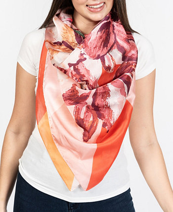 Женский квадратный шарф с цветными блоками и цветочным принтом Vince Camuto