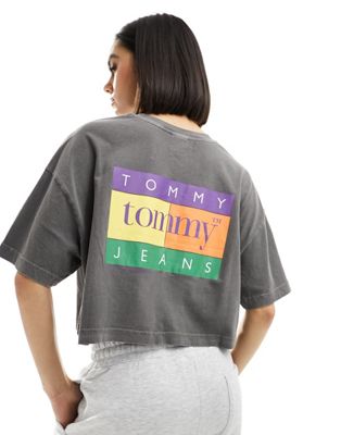 Tommy Jeans oversized cropped summer flag t-shirt in black Tommy Jeans