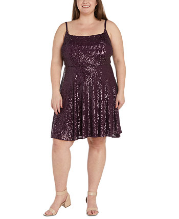 Модное платье с плиссированной юбкой больших размеров с пайетками Morgan & Co.