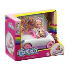 Barbie® Club Chelsea 6-дюймовая светлая кукла с автомобилем единорога с открытым верхом и листом с наклейками Barbie