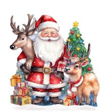 Santa with Reindeers Outdoor Decor by G. Debrekht - Christmas Santa Snowman Decor - 8611032F Designocracy