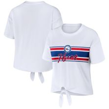 Women's WEAR by Erin Andrews White Philadelphia 76ers Tie-Front T-Shirt WEAR by Erin Andrews