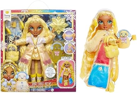 Rainbow High Winter Wonderland Sunny - Yellow 11” Fashion Doll with Magic Snow Hidden in Fashion That Puffs Up with Water, and Snowman Kit, Great Gift for Kids 4-12 Years Old Rainbow High