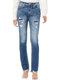 Узкие прямые джинсы с высокой посадкой темно-синего цвета Miss Me