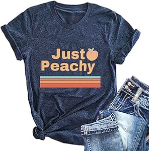 Ykomow Just Peachy T Shirt Womens Short Sleeve Casual Summer Graphic Tees Tops Ykomow