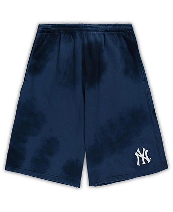 Мужские темно-синие флисовые шорты New York Yankees Big and Tall Tye Dye Profile