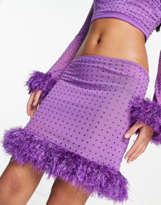 Фиолетовая притачиваемая мини-юбка Miss Selfridge - часть комплекта Miss Selfridge