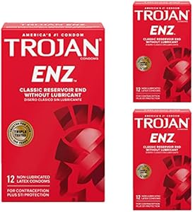 Trojan ENZ Non-Lubricated Condoms, 12 Count (Pack of 3) TROJAN