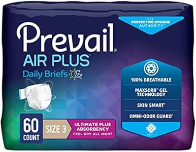 Prevail Air Plus Daily Brief | Size 1 | Breathability | Ultimate Absorbency | 80 Count Prevail