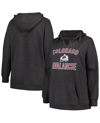 Women's Heather Charcoal Colorado Avalanche Plus Size Arch Over Logo Pullover Hoodie Profile