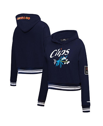 Женский укороченный пуловер с капюшоном темно-синего цвета LA Clippers 2023/24 City Edition Pro Standard