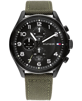 Мужские зеленые часы с ремешком Cordura 44 мм Tommy Hilfiger