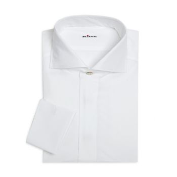 Классическая рубашка современного кроя с французскими манжетами Kiton