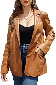 Женская Кожаная Куртка RISISSIDA Faux Leather Blazer RISISSIDA