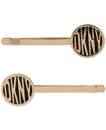 Золотые заколки для волос с логотипом DKNY