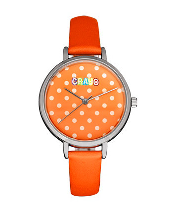 Женские часы с ремешком в горошек оранжевого, синего, зеленого, фиолетового, белого или розового цвета с кожаным ремешком, 35 мм Crayo
