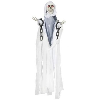 60" Outdoor Halloween Decorations Hanging Grim Reaper, Life Size Animated Prop Outsunny