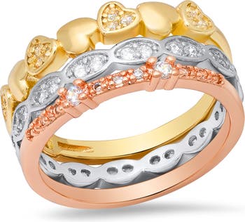 Трехцветное кольцо для укладки с имитацией алмаза HMY Jewelry
