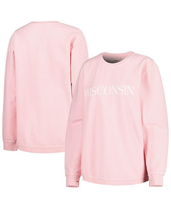 Женский розовый пуловер с принтом Wisconsin Badgers Comfy Cord Bar Pressbox