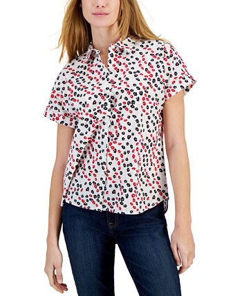 Женская хлопковая рубашка с цветочным принтом Tommy Hilfiger