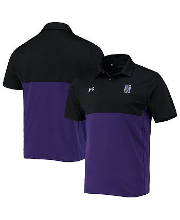 Мужская черно-фиолетовая рубашка поло Northwestern Wildcats 2022 Blocked Coaches Performance Under Armour