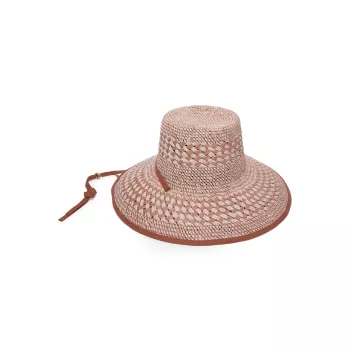 Соломенная шляпа от солнца с плоским верхом в клетку Brielle Lele Sadoughi