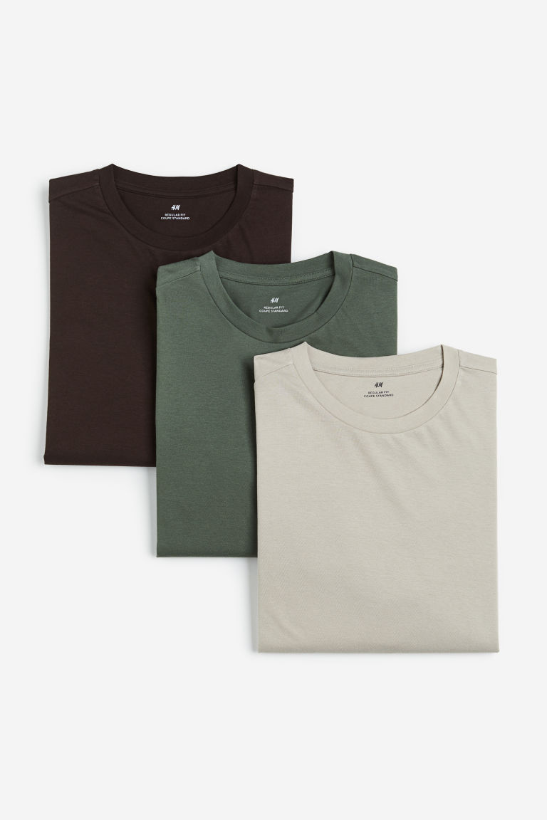 Набор из 3 рубашек из джерси стандартного кроя H&M